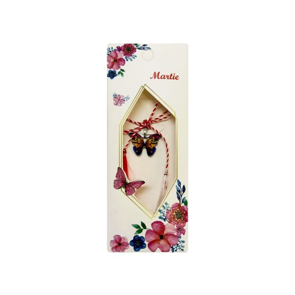 Martisoare fluture email multicolor in cutie cu snur B92 M36-06