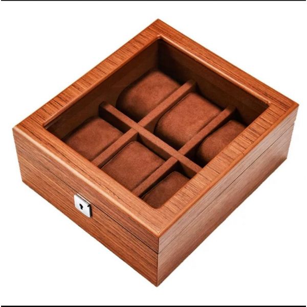Cutie pentru ceasuri din lemn solid 6 pernute catifelate R17-06